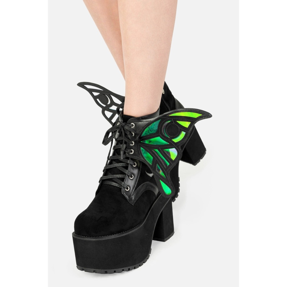 Restyle - Nocturne Winged Plateau Laarzen - Zwart